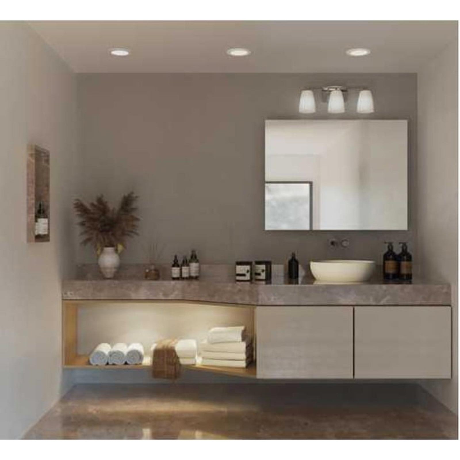 Three Light Brushed Nickle Etched Glass, Modern, Bath Vanity Light (New)