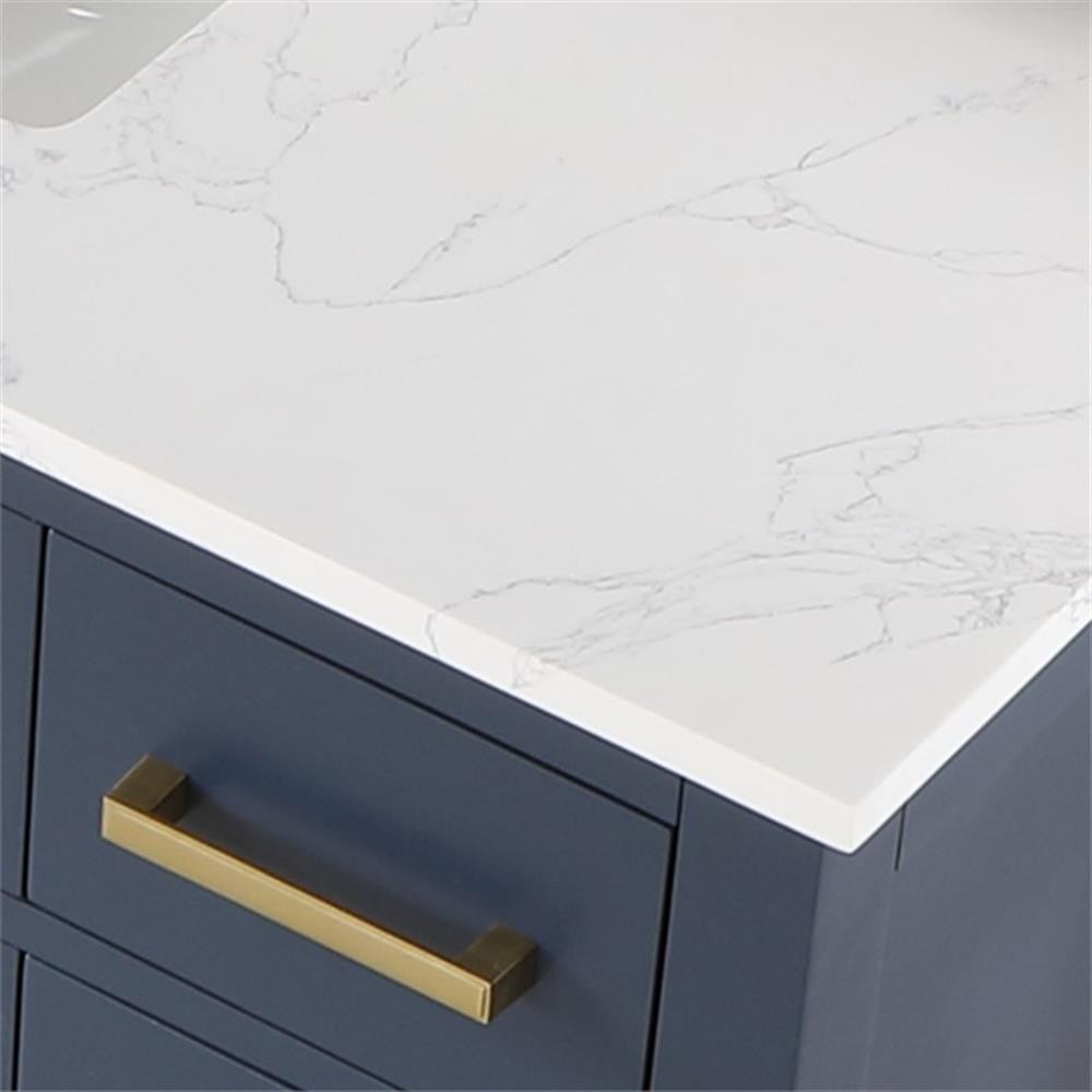 Pemberly Row 48″ Wood Vanity in Royal Blue with Composite Stone Top no Mirror