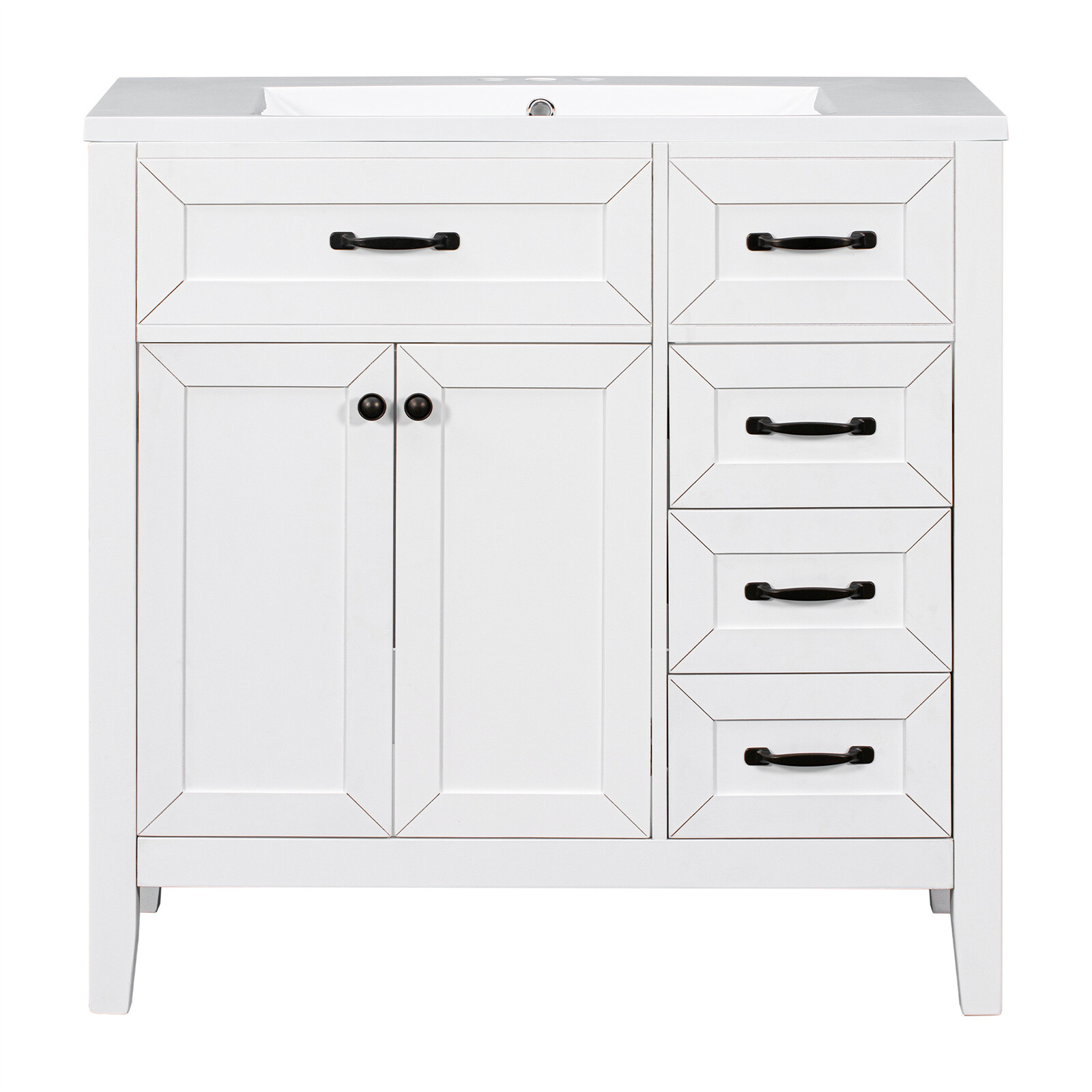 36″ Bathroom Vanity with Sink Combo Solid Wood Bathroom Cabinet Set with Drawers