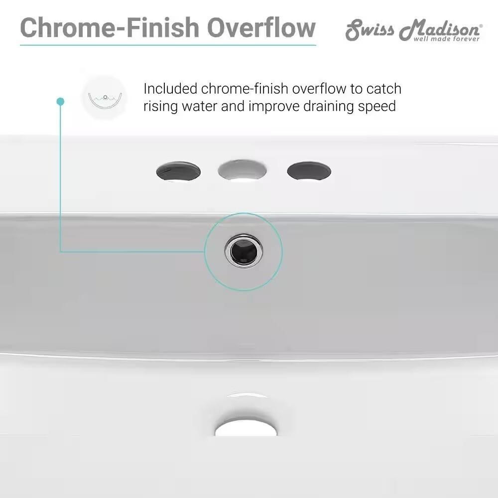 Swiss Madison Voltaire 31″ Vanity Top Sink Rectangular Ceramic Bathroom Basin