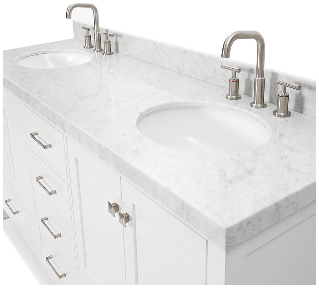 Ariel A072DCW5OVO Cambridge 72″ – Espresso / Italian Carrara Marble Top /