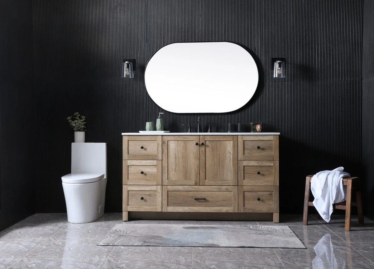 Elegant Kitchen and Bath 60 Inch SIngle Bathroom Vanity In Natural Oak