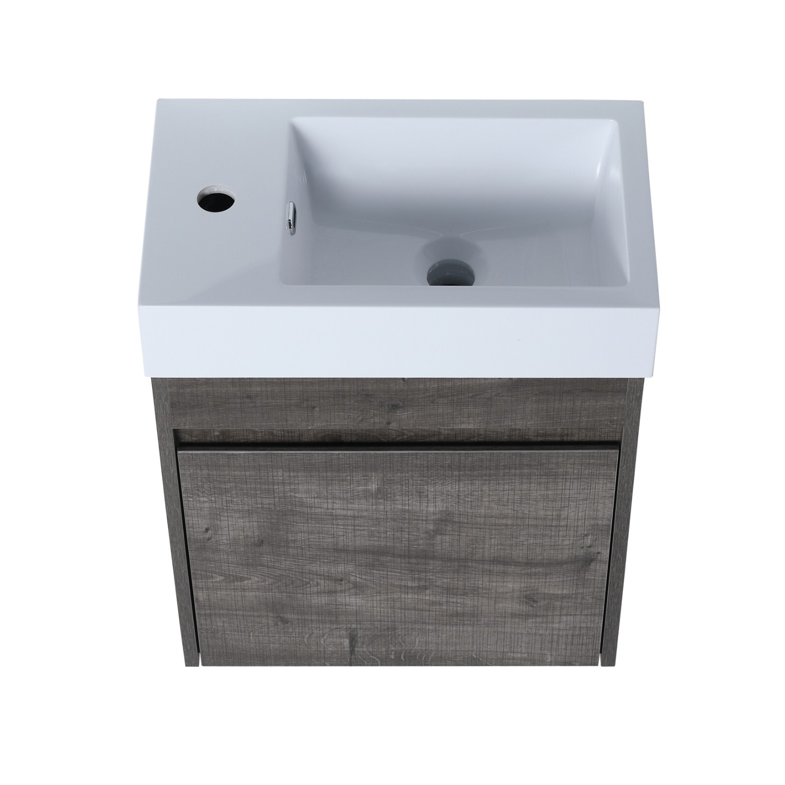 18” Floating Wall-Mounted Bathroom Vanity with White Resin Sink & Soft-Close