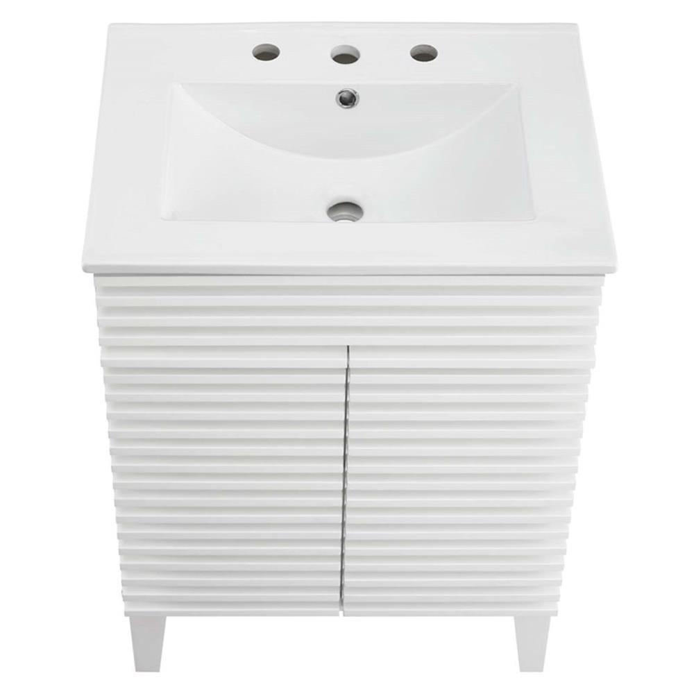 Modway Render Modern Style Wood Bathroom Vanity in White Finish