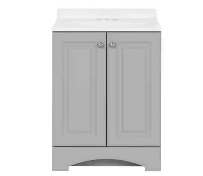Glacier Bay 25″ Single-Sink Vanity – Pearl Gray with White Cultured Marble Top