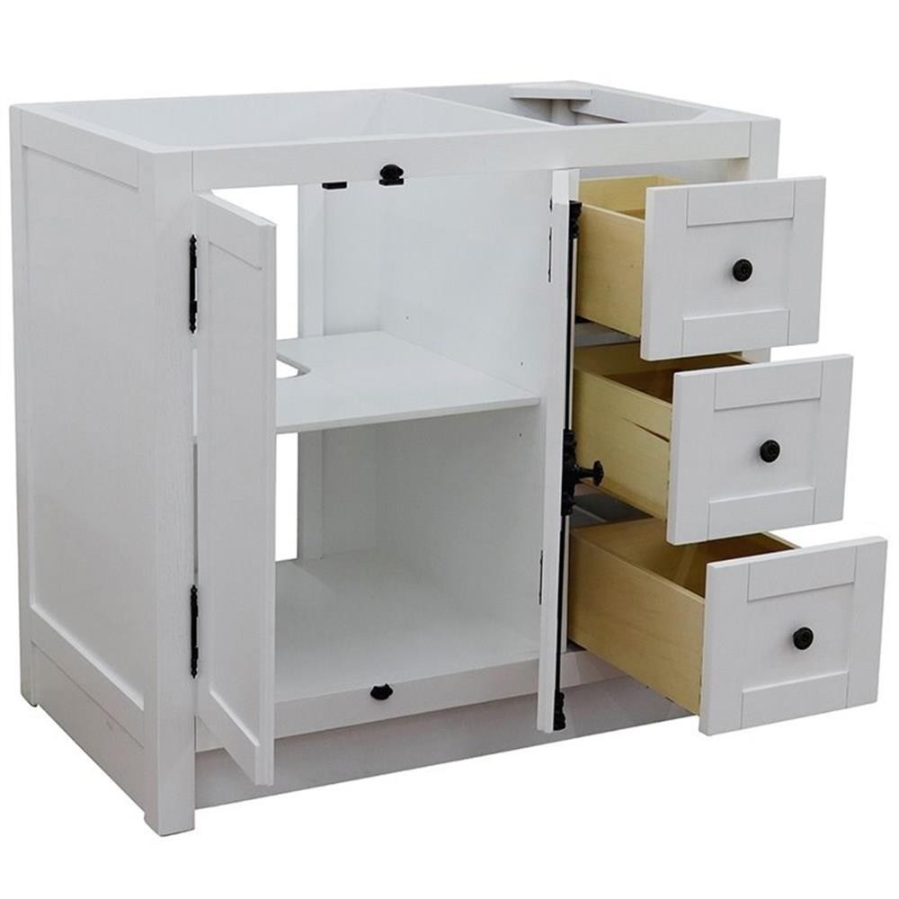 Plantation 36″ Single Solid Wood Vanity with Left Doors in Glacier Ash