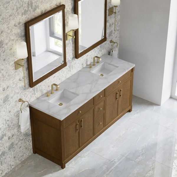72″ James Martin Bellshire 660-V72-HNO-3VSL Double Vanity Cabinet Silver Top