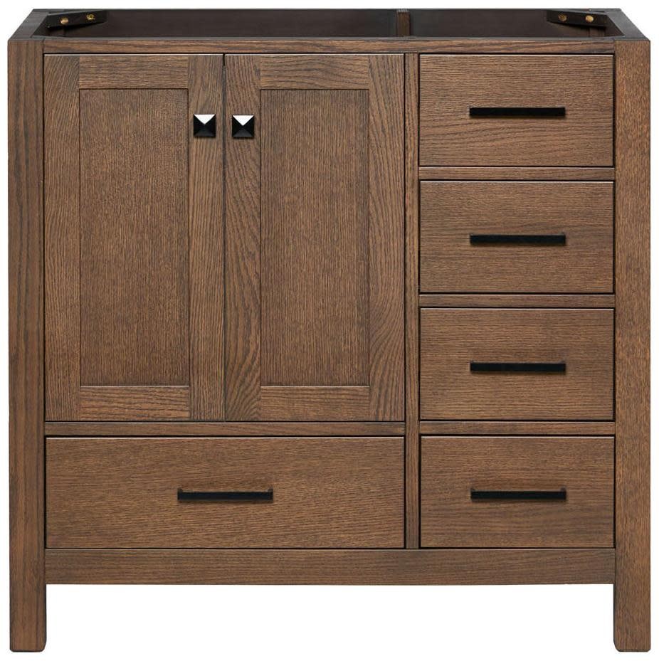 Ariel A036S-L-BC Cambridge 36″ Single – Brown Oak / Satin Brass Hardware