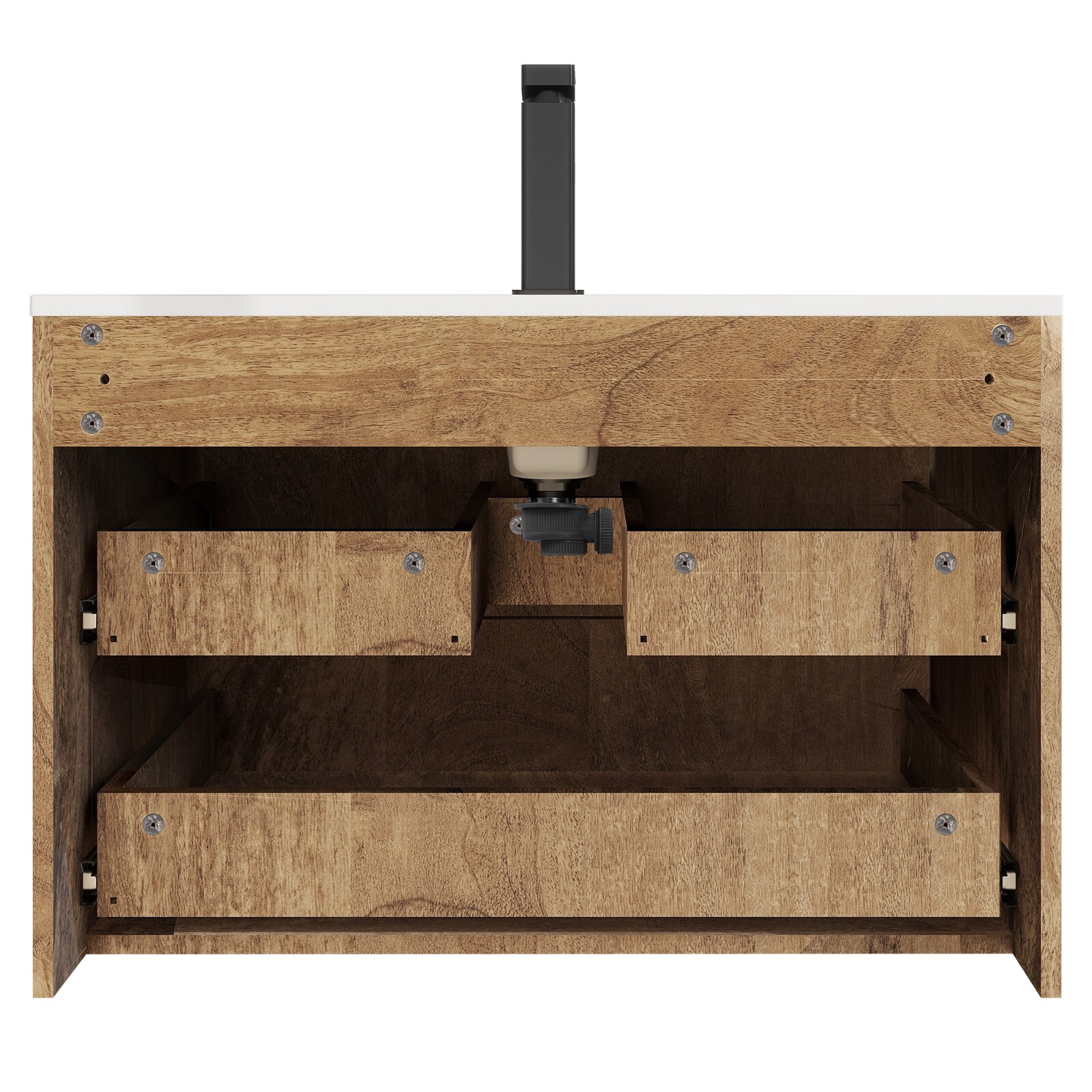 Bathroom Vanity Set Wall Mounted W/ Drop in Sink Mid-Century Cabinet Set