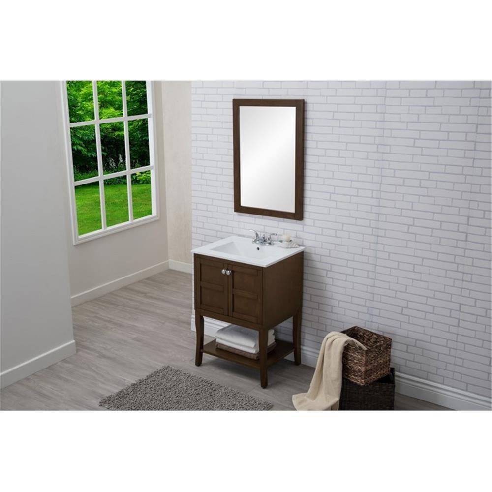 Elegant Decor Mason 24″ 2-Door Wood Single Bathroom Vanity in Antique Coffee