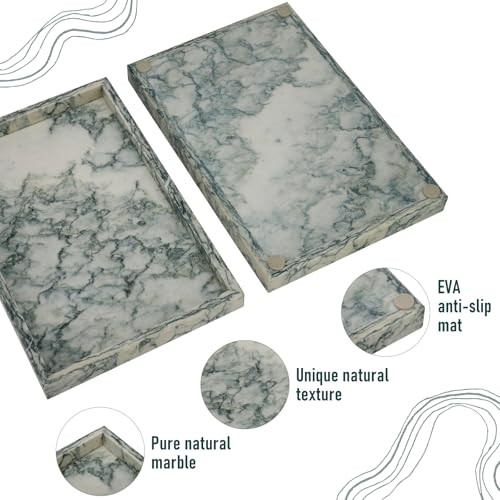 Marble Bathroom Tray,Pure Natural Vanity Tray,Marble Tray for Cyan-green