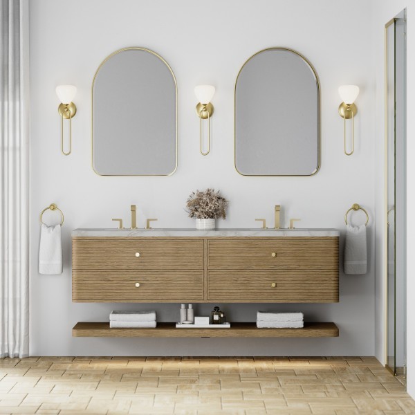 72″ James Martin Allamari D640-V72-DMS-WVSL Double Vanity Cabinet Silver Top