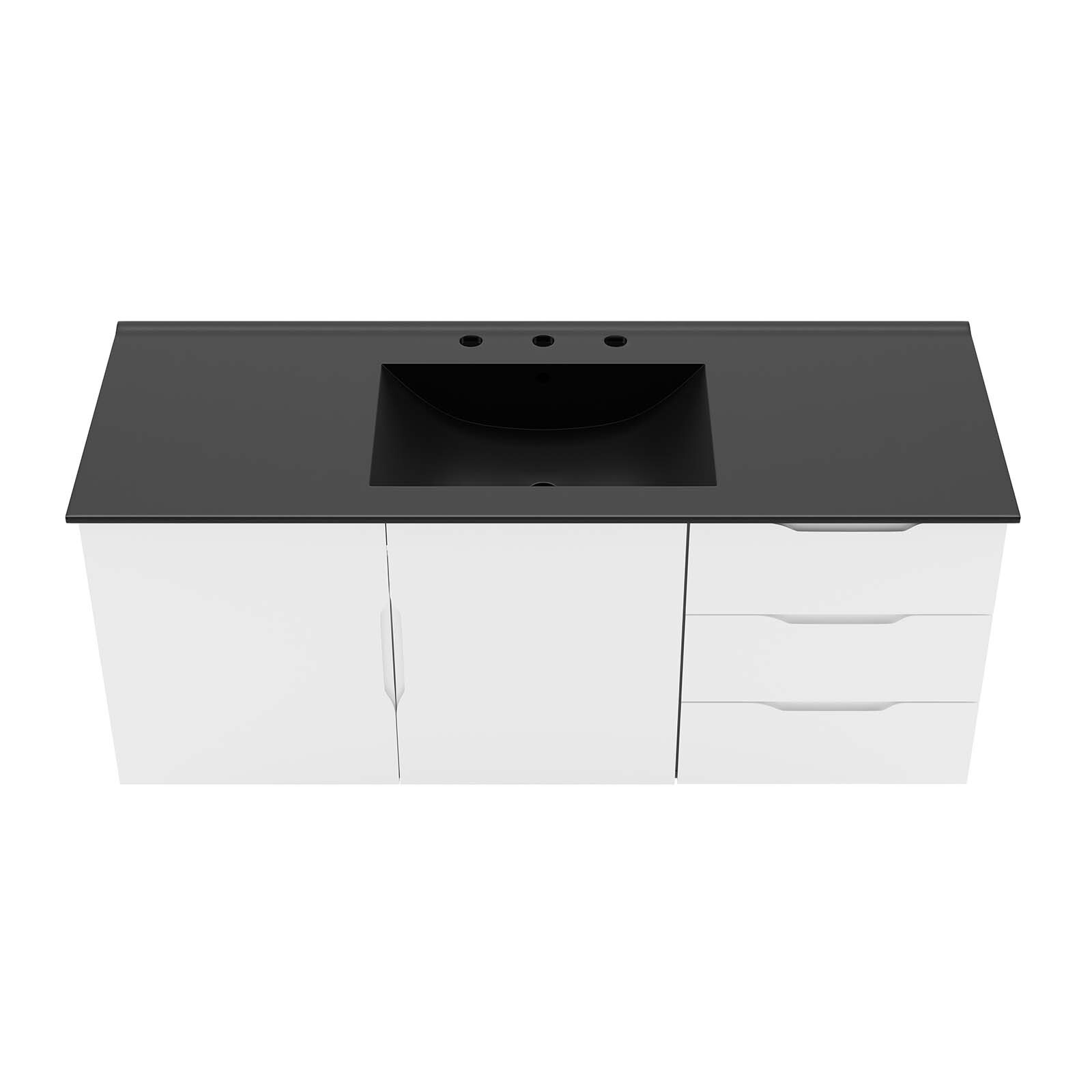 Modway Vitality 48″ Single Sink Wall-Mount Bathroom Vanity in White Black