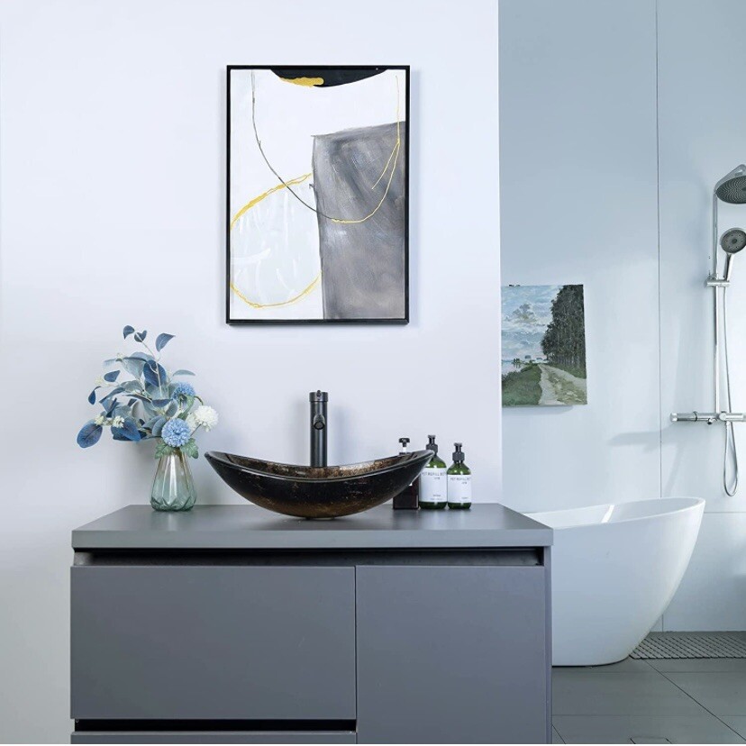 Bathroom Artistic Glass Sink Free Oil Rubbed Bronze Faucet And Pop Up Drain