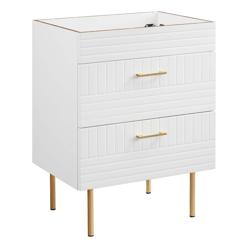 Modway Daybreak 23.5″ Particleboard MDF Wood and Metal Bathroom Vanity in White