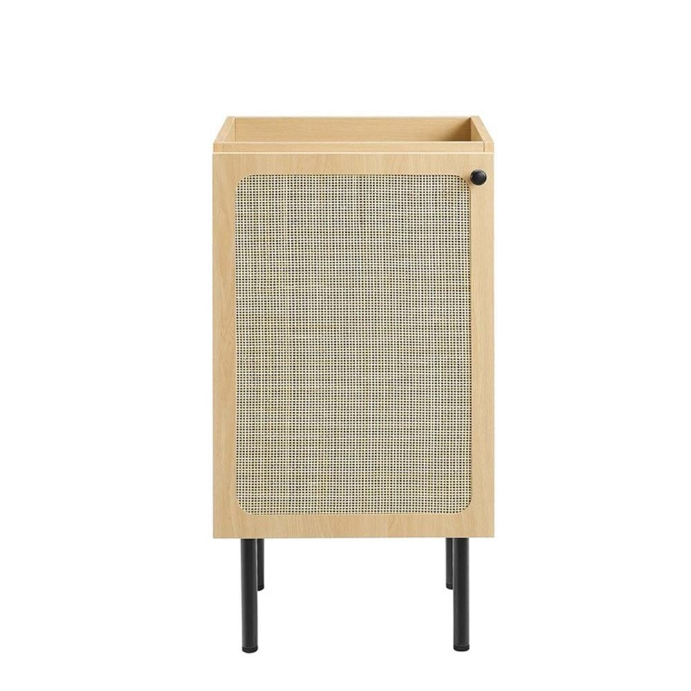 Modway Chaucer 18″ Wood & Rattan Bathroom Vanity in Oak/Black