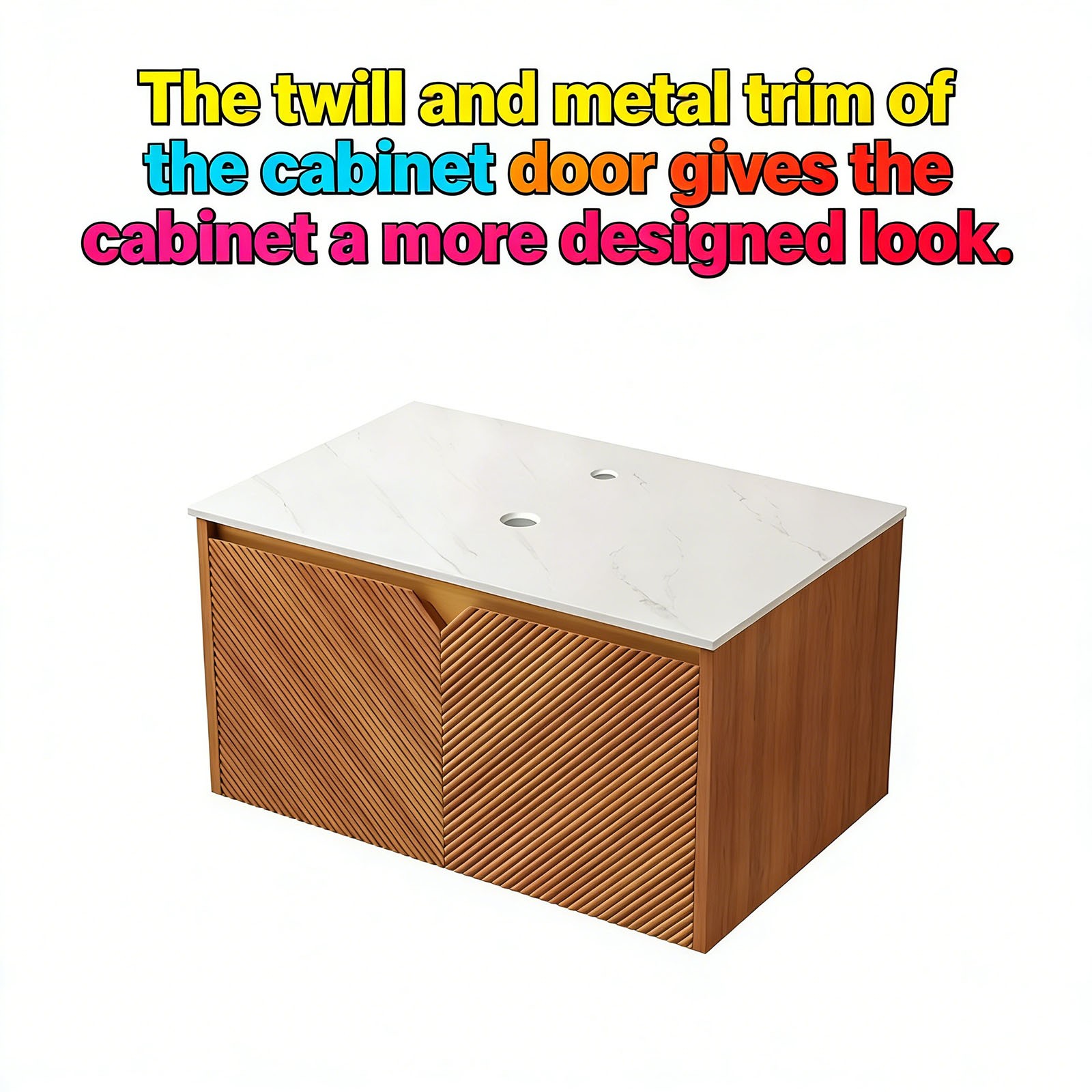 Wall-mounted bathroom cabinet Plywood cabinet body W sintered stone countertop