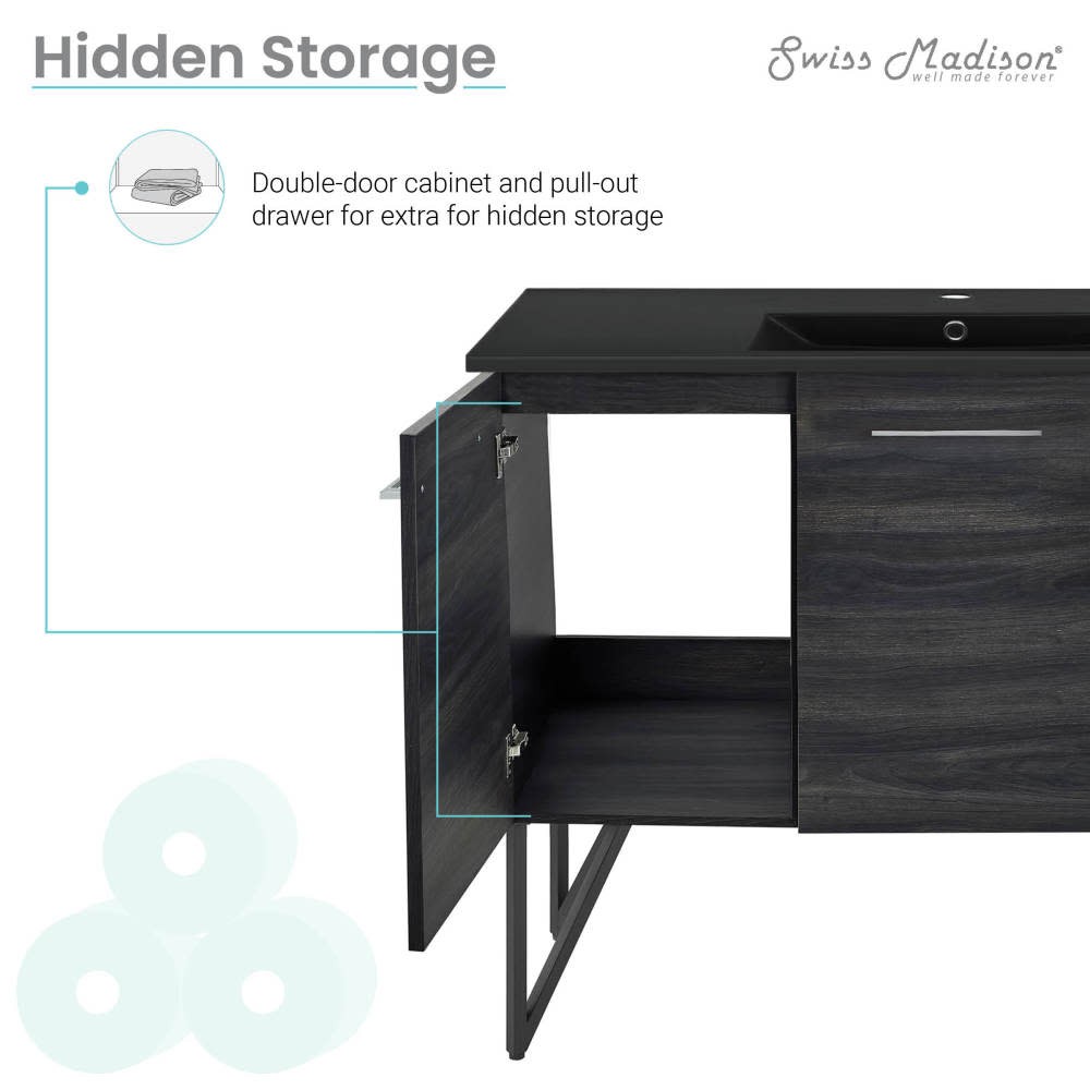 Swiss Madison SM-BV224MB Annecy 48″ – Black Walnut / Matte Black