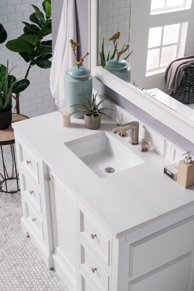 48″ James Martin De Soto 825-V48-BW-3WZ Vanity Cabinet White Zeus Silestone Top