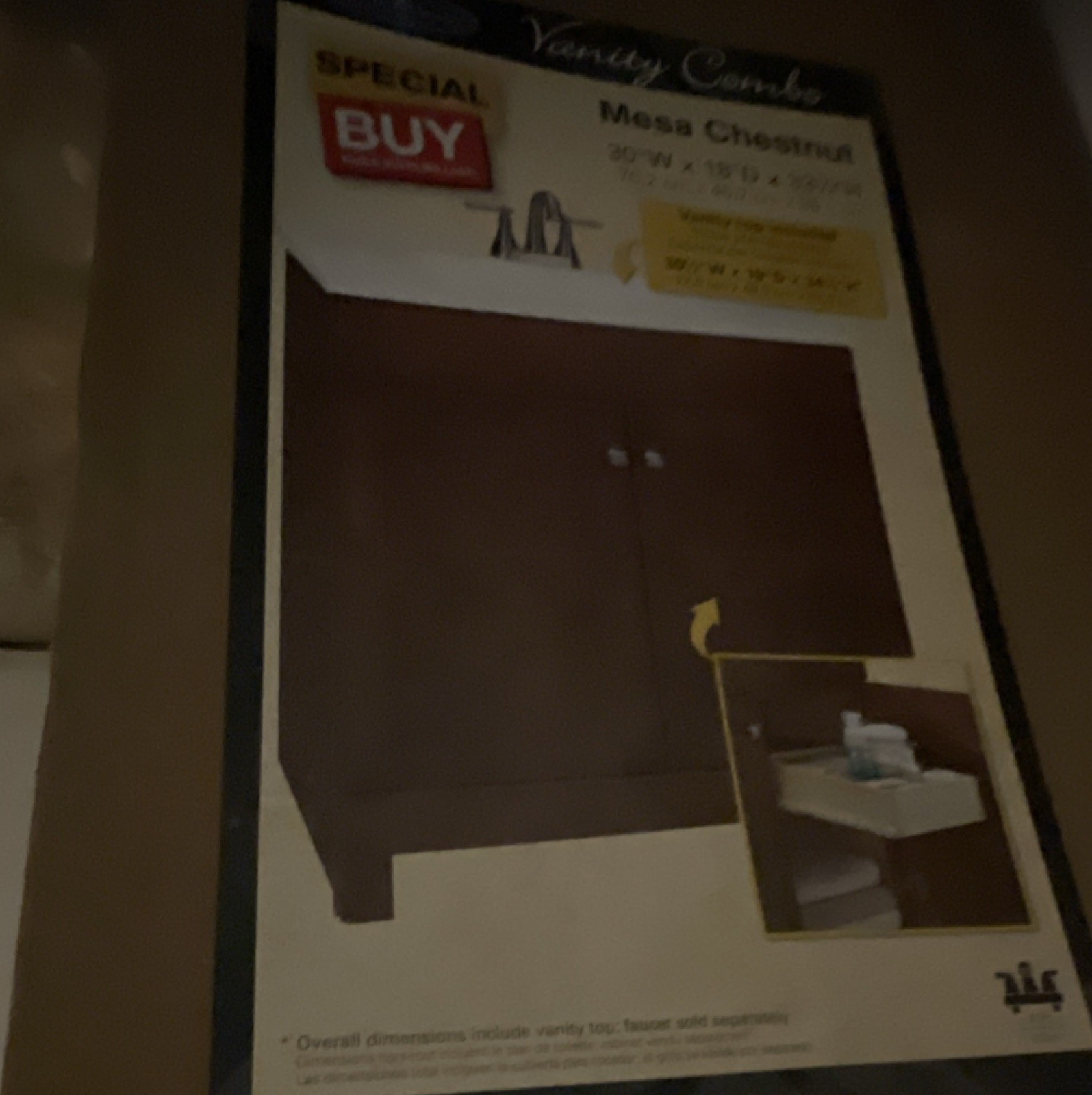 Vanity Concepts Mesa Chestnut 30in Freestanding Bath Vanity, 2 Doors 1 Drawer