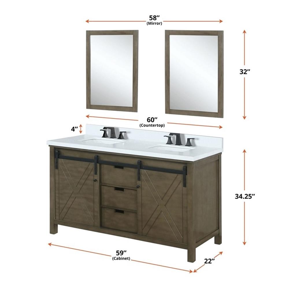 Lexora Home Marsyas 60″ Vanity Cabinet in Rustic Brown