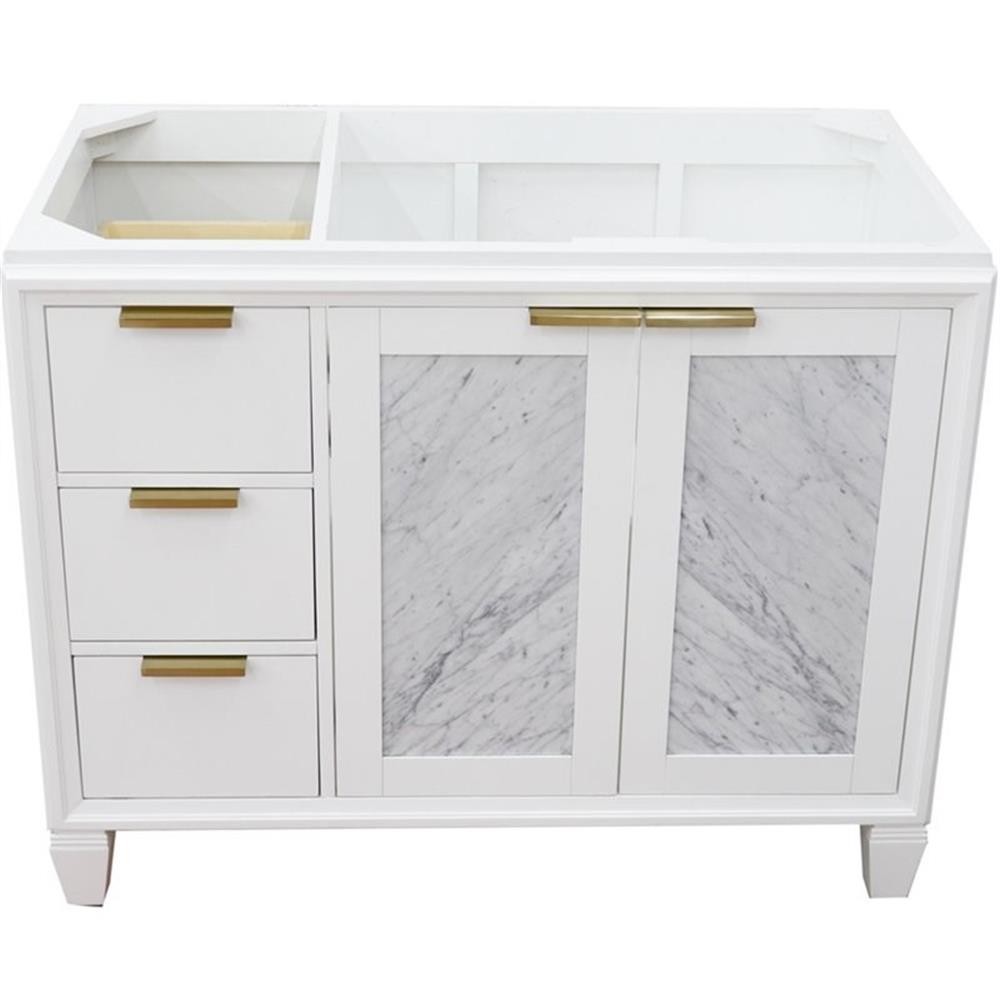 Pemberly Row 42″ Single Sink Solid Wood Vanity with Right Door in White