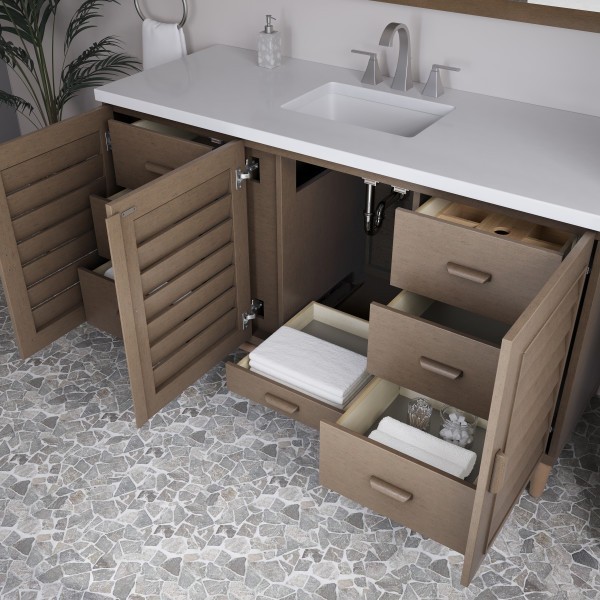 60″ James Martin Portland 620-V60S-WW-3WZ Vanity Cabinet White Zeus Top