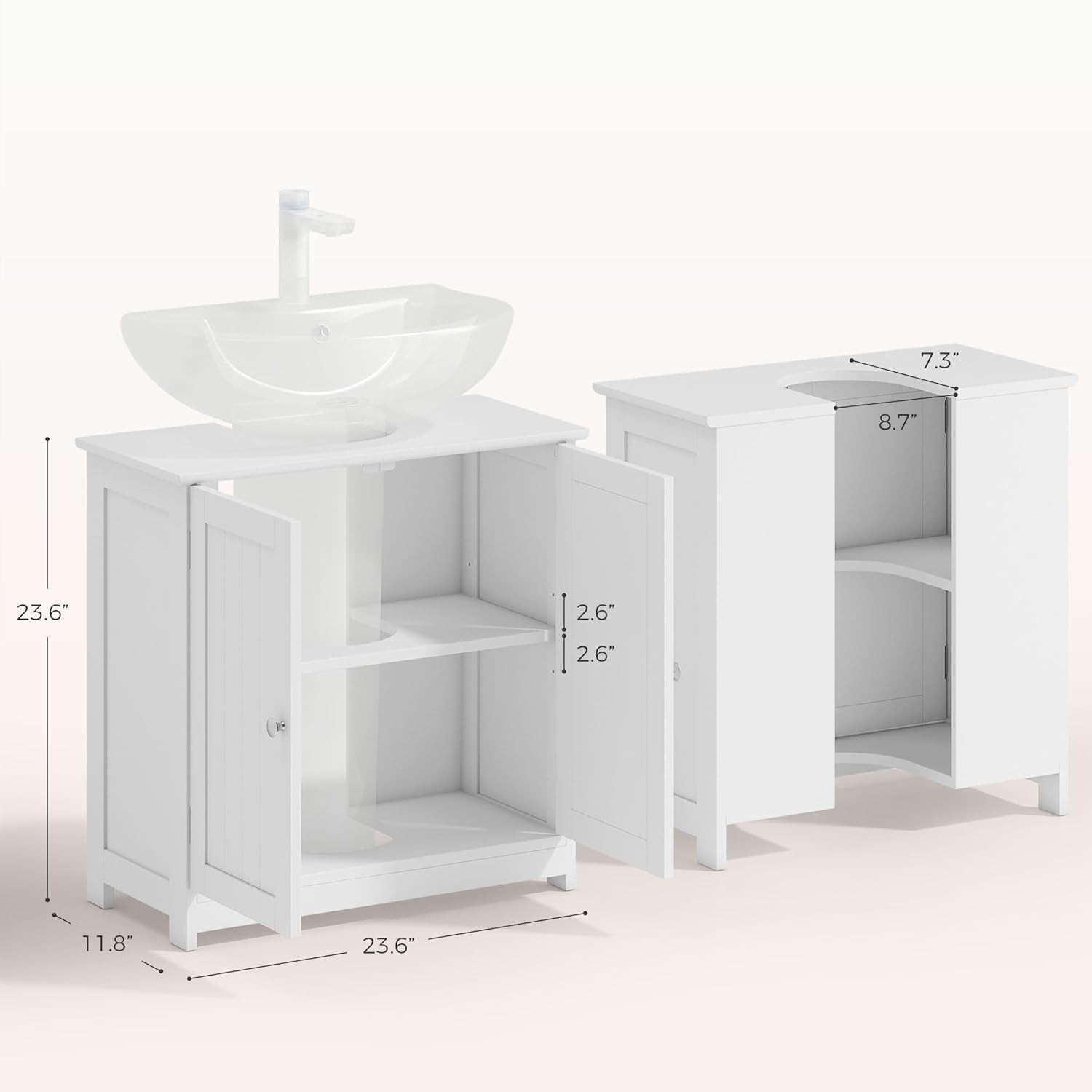 Bathroom Under Sink Cabinet – 23.5″ Freestanding Pedestal Sink Storage Cabinet