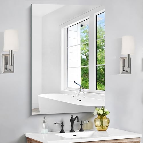 Mirror, 24×36 Mirrors for Wall, Rectangle Bathroom 36″L x 24″W Frameless