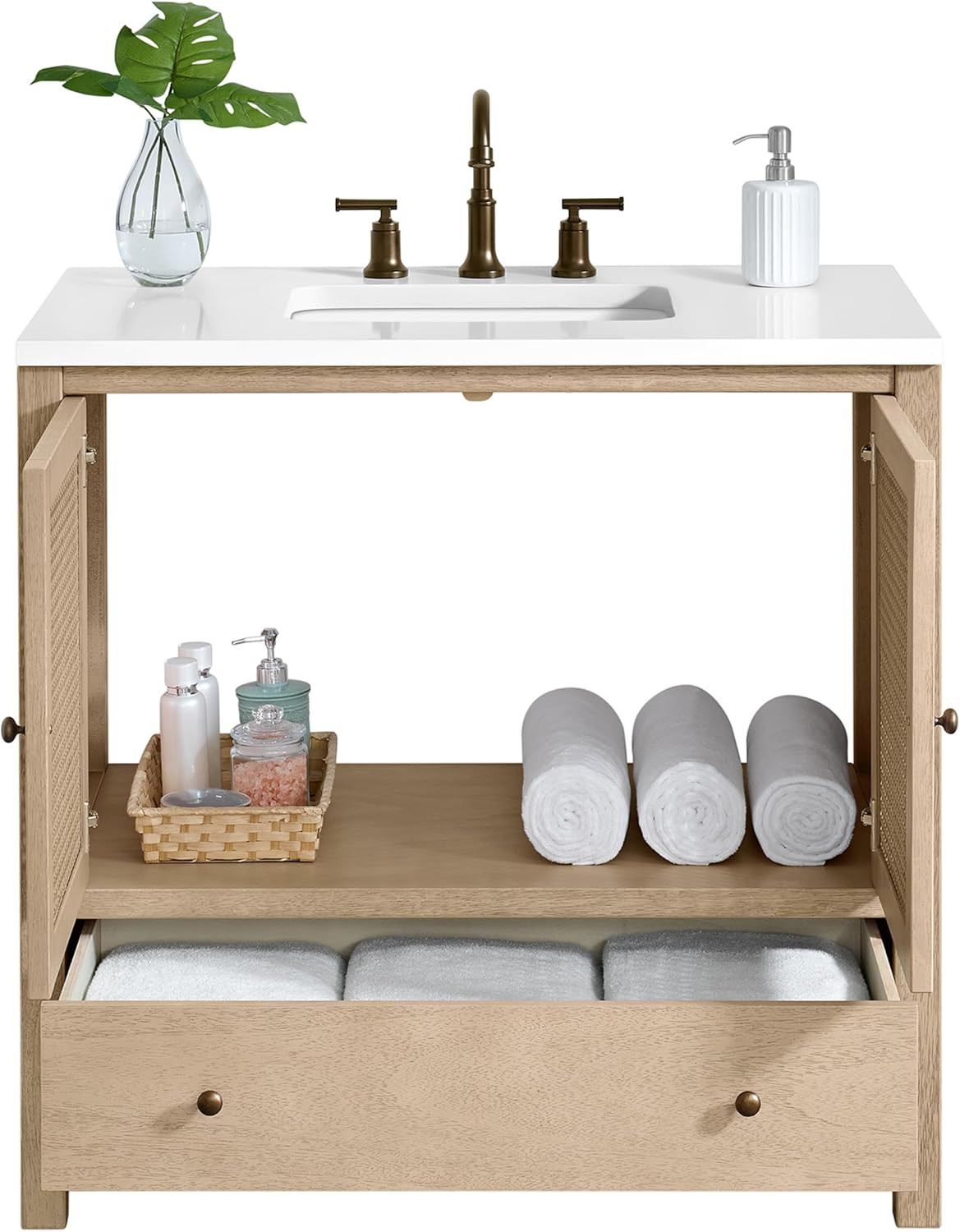 Lucca 36″ Freestanding Wood Bathroom Vanity – Large Drawer & Soft-Close Doors