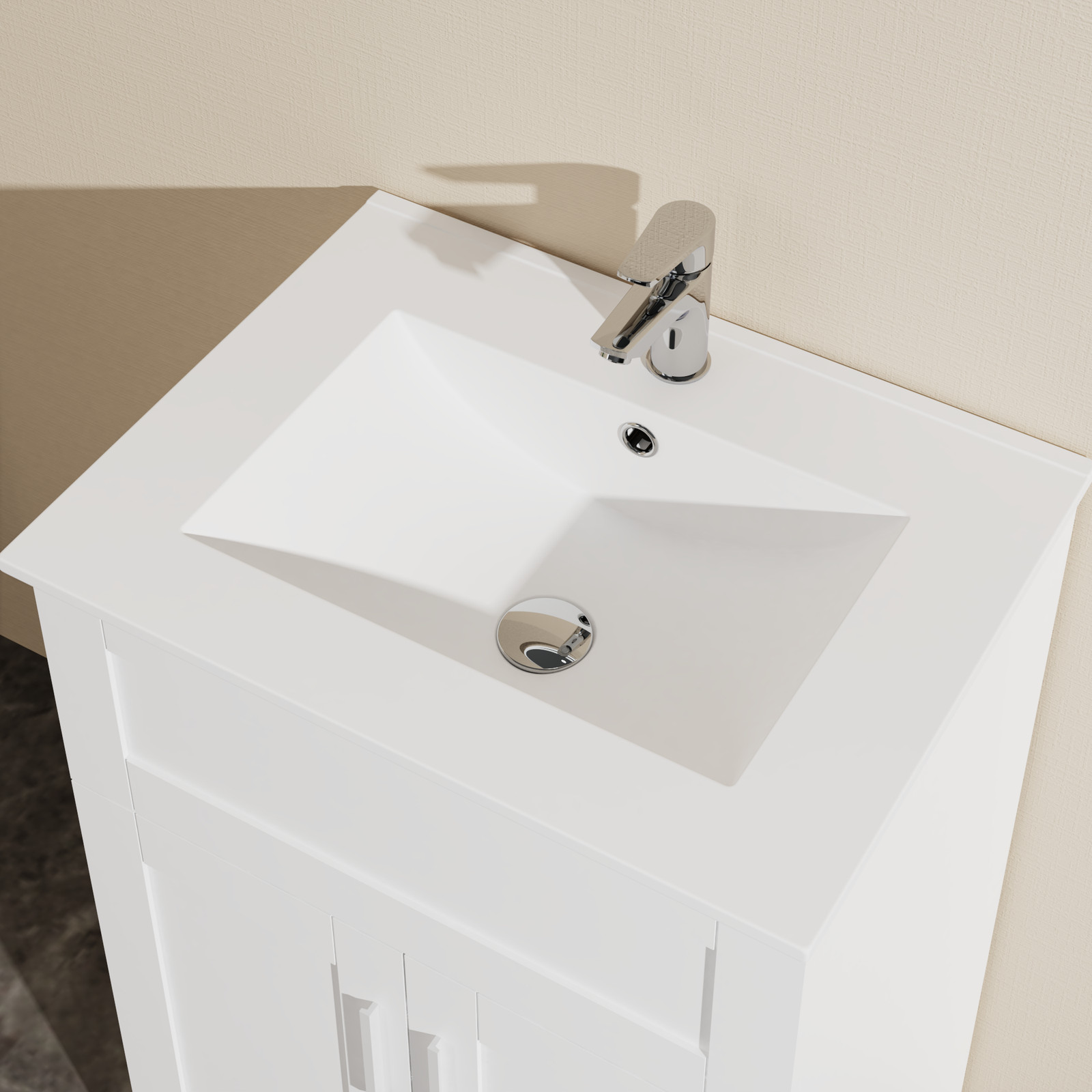 Modern 24″ Sink Bathroom Vanity Laundry Cabinet Combo, White Bathroom Vanity
