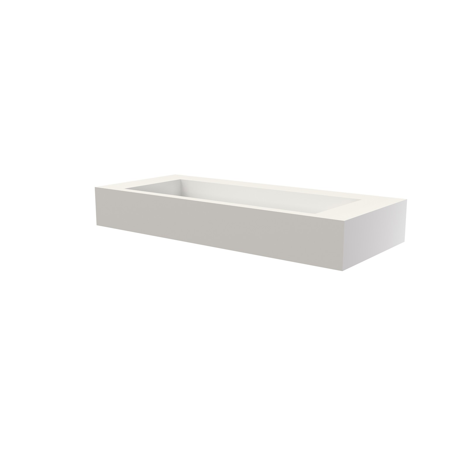 42″ Solid Surface Bathroom Basin, Matte White, Waterfall Edge