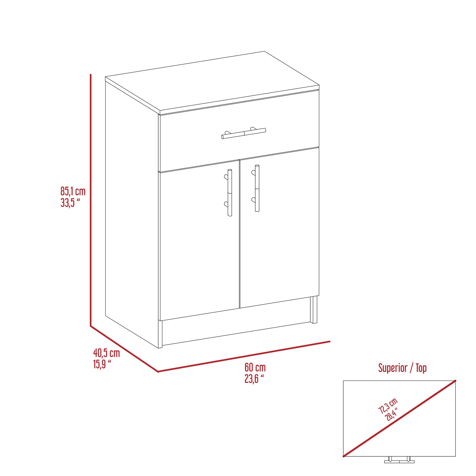 Oxford Pantry Cabinet, One Drawer, One Double Door Cabinet With Two Shelves