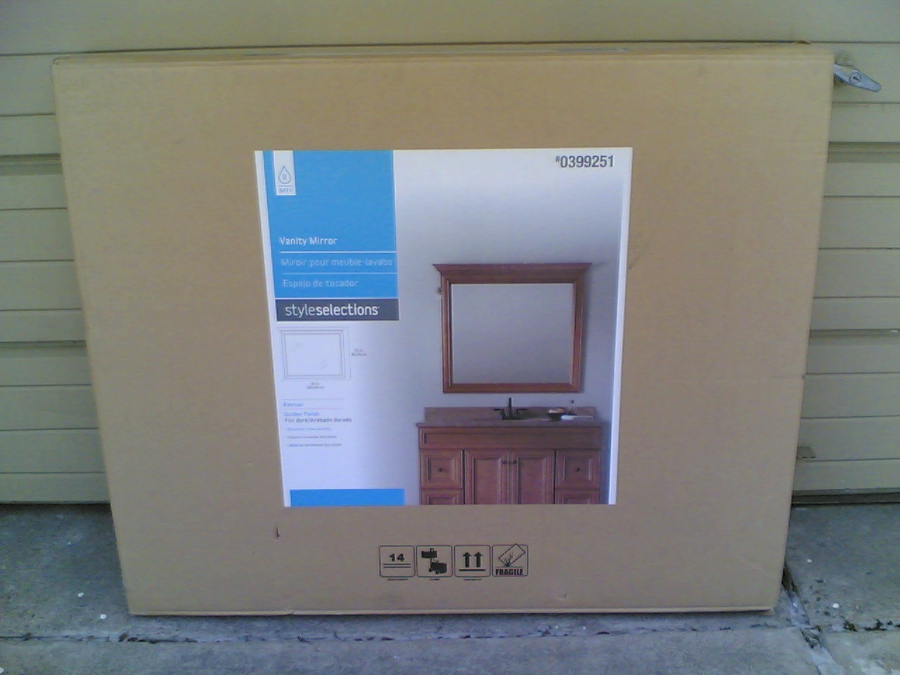 NIB: Classy Bathroom Vanity or Hallway MIRROR (Golden Finish, 42×34)