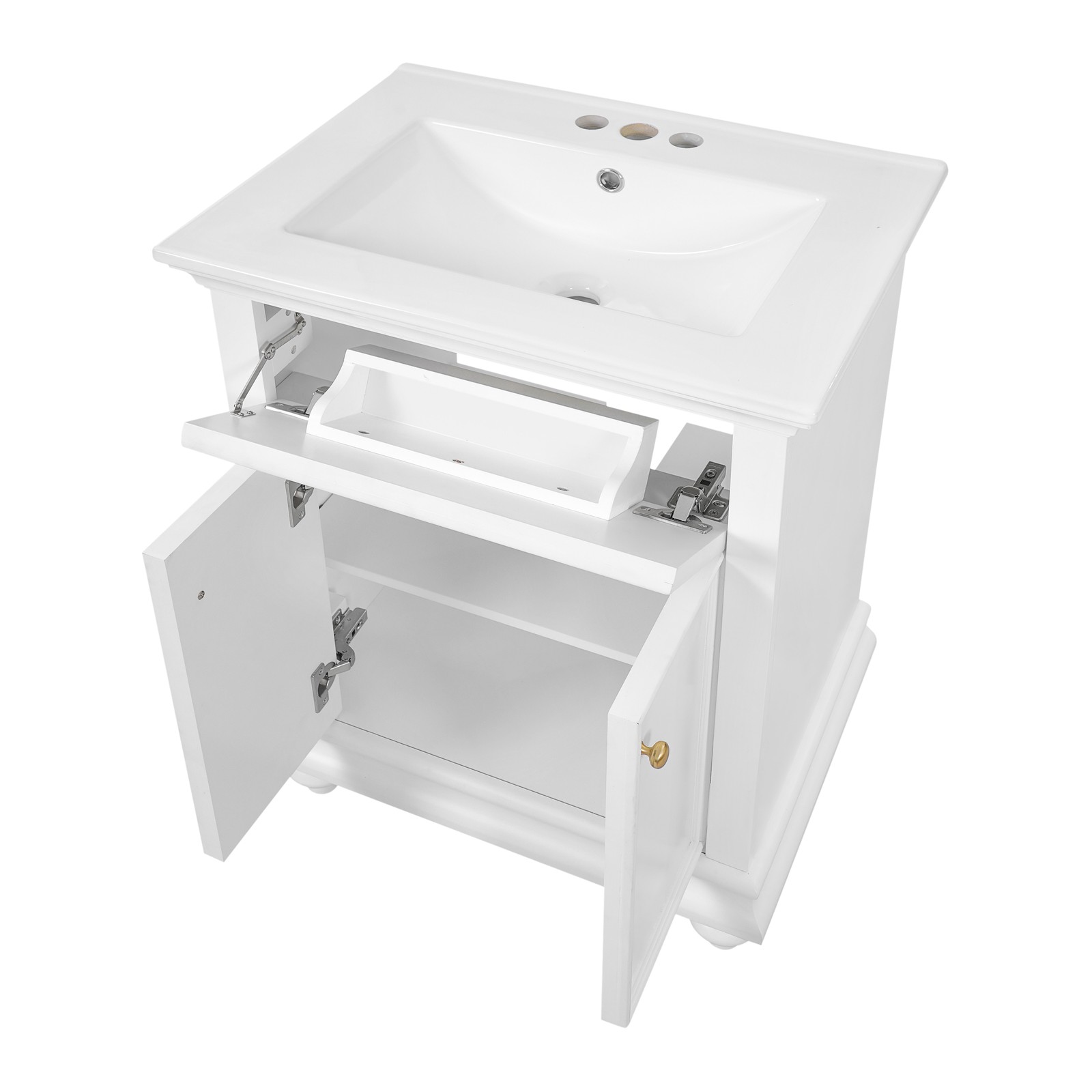 24″ Modern Bathroom Vanity with A Tip-Out Drawer & Soft-Close Hinges White