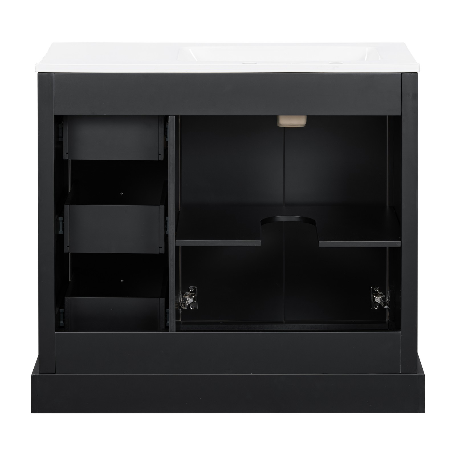 36″ Bathroom Vanity Cabinet Storage with Sink Combo w/2 Door & 3 Drawers Black