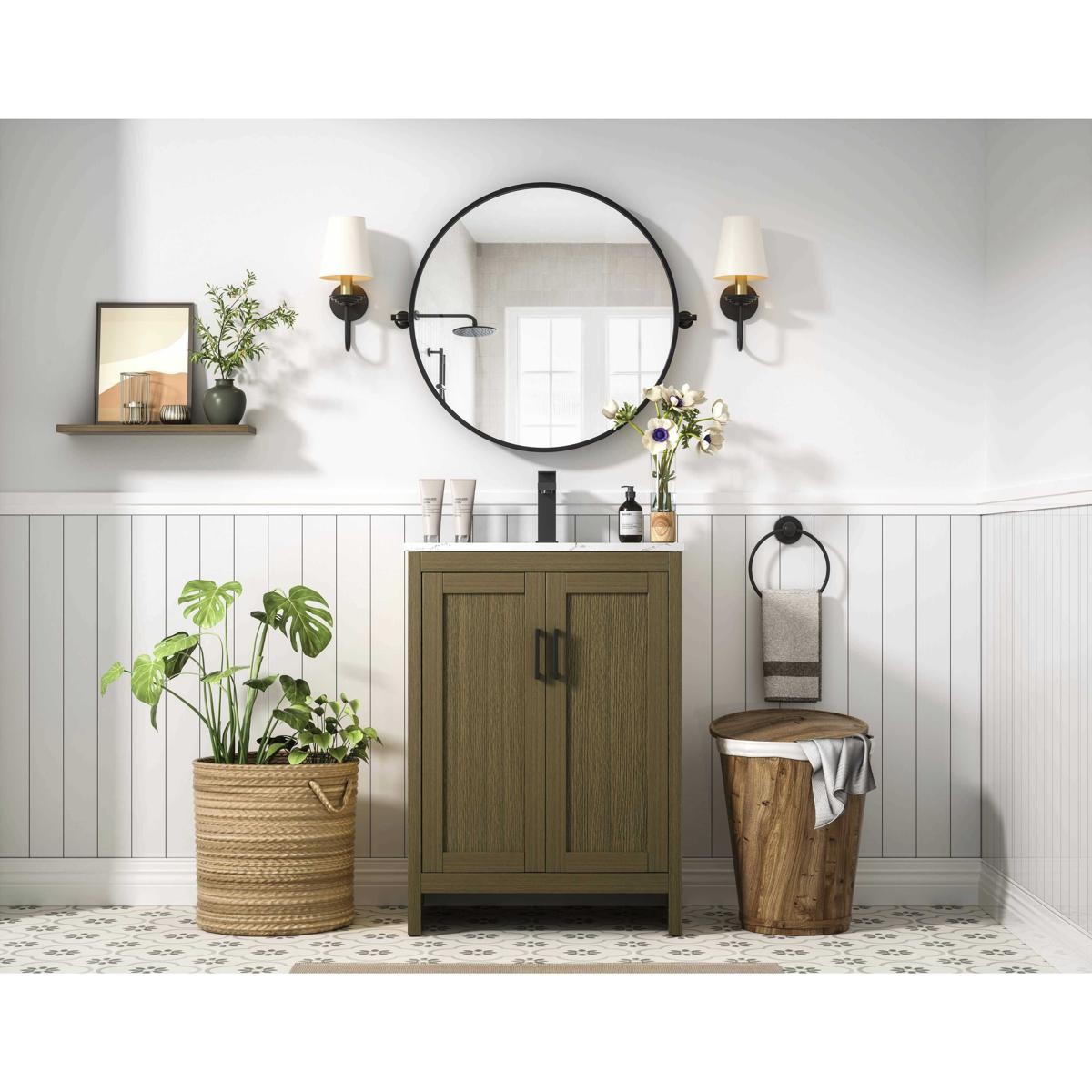 Elegant Lighting VF25124MCB Finnley Vanity Chestnut Brown