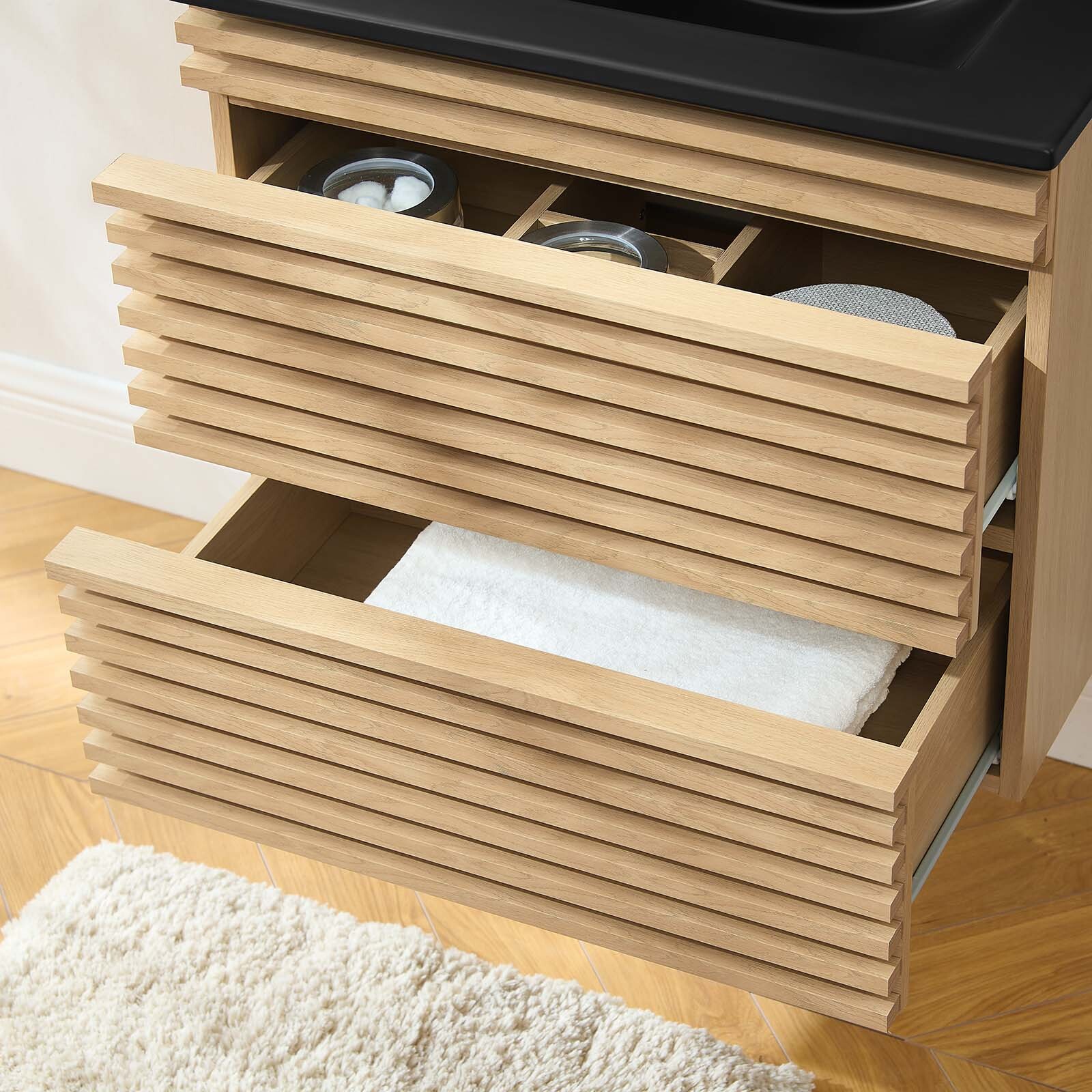 Modway Render 24″ Wall-Mount Bathroom Vanity in Oak Black
