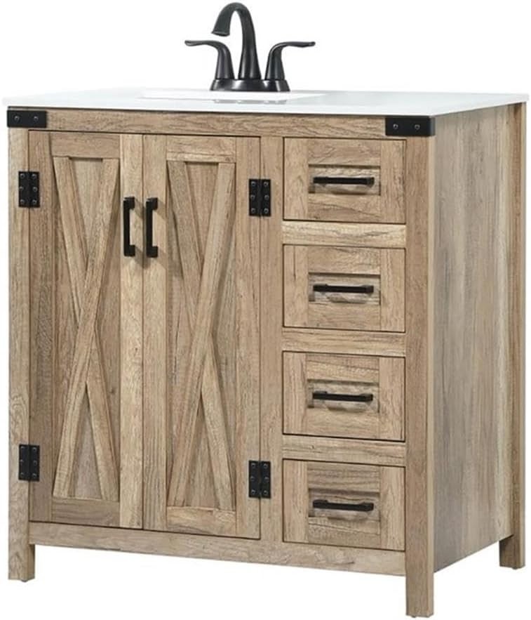 Elegant Kitchen and Bath 32 inch Single Bathroom Vanity in Natural Oak