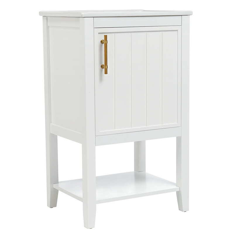 20″ Bathroom Vanity with Sink Combo White Storage Cabinet w/Door & Open Shelf