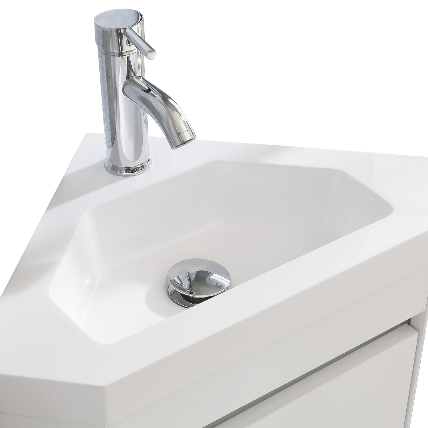 22″ Corner Wall Mounted Bathroom Vanity Floating Cabinet w/Sink for Small Space