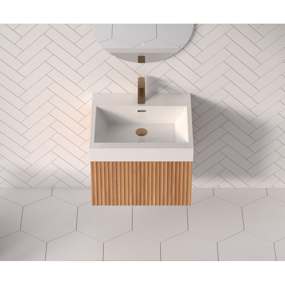 24in Wall Mounted Floating Bathroom Vanity Sink Integrated Basins Acacia Plywood