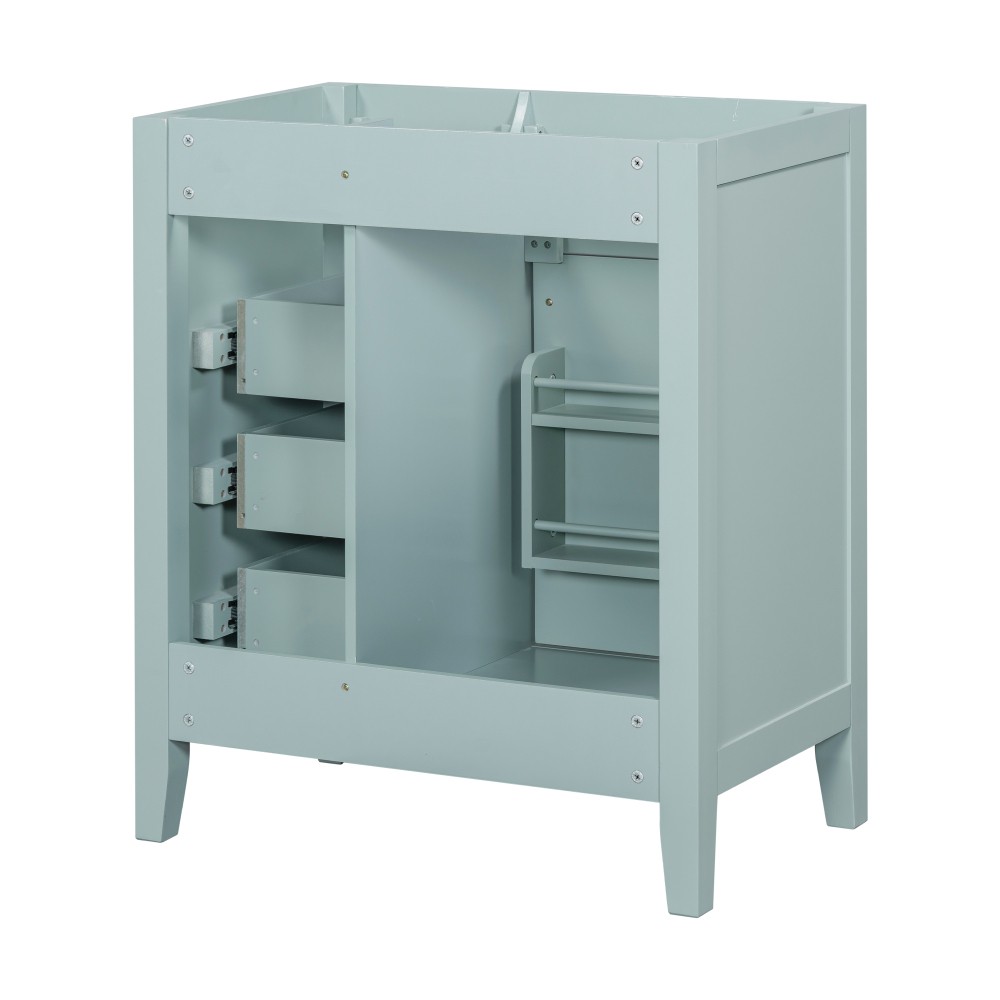 Vanity with Three Sliding Drawers and Shelves For Bathrooms Without Sinks