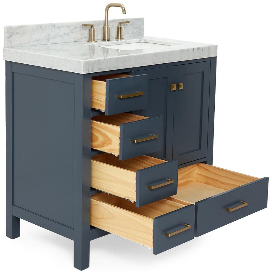 Ariel A036SRCW5RVO Cambridge 36″ – Midnight Blue / Italian Carrara Marble Top /