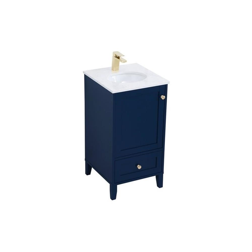Elegant Decor Sommerville 18″ Steel and Wood Single Bathroom Vanity in Blue