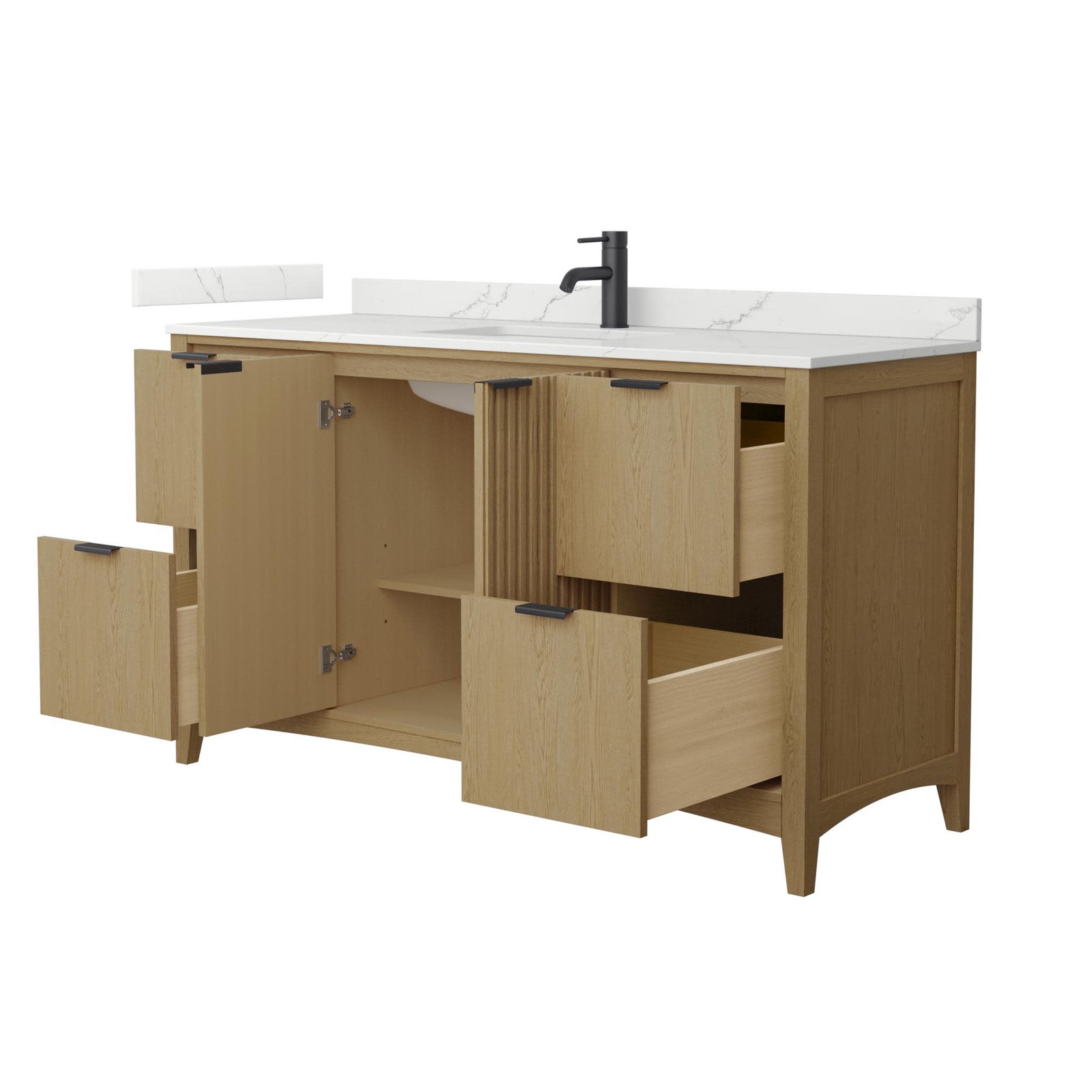 Wyndham Collection WCF9191-60S-QTZ-UNSMXX Palmilla 60″ – Natural Oak / White