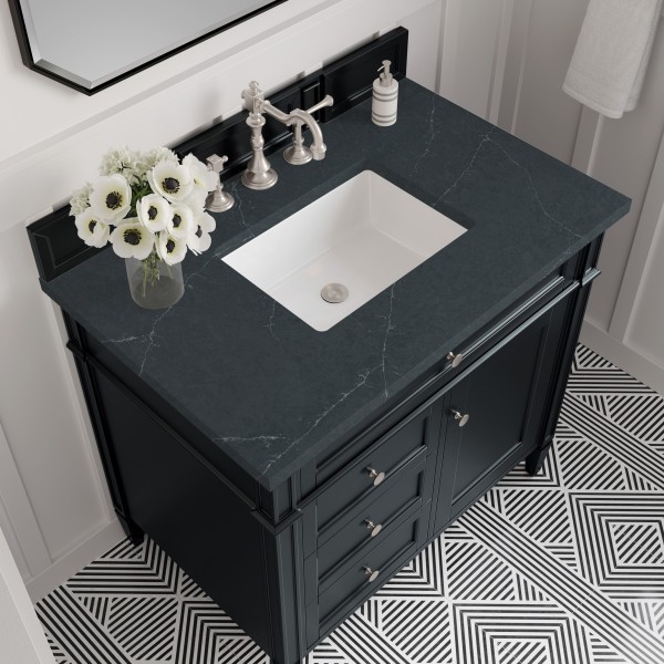 36″ James Martin Brittany 650-V36-BKO-3CSP Vanity Cabinet Charcoal Soapstone Top
