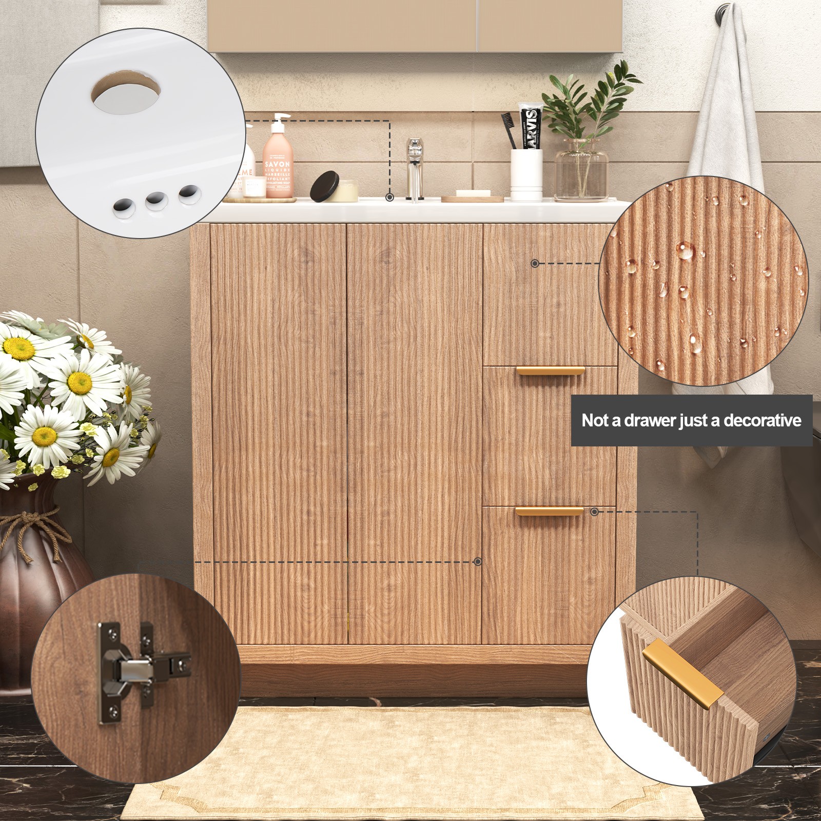 31″ Bathroom Vanity with Sink Bathroom Cabinet with Shelf Storage and Drawer