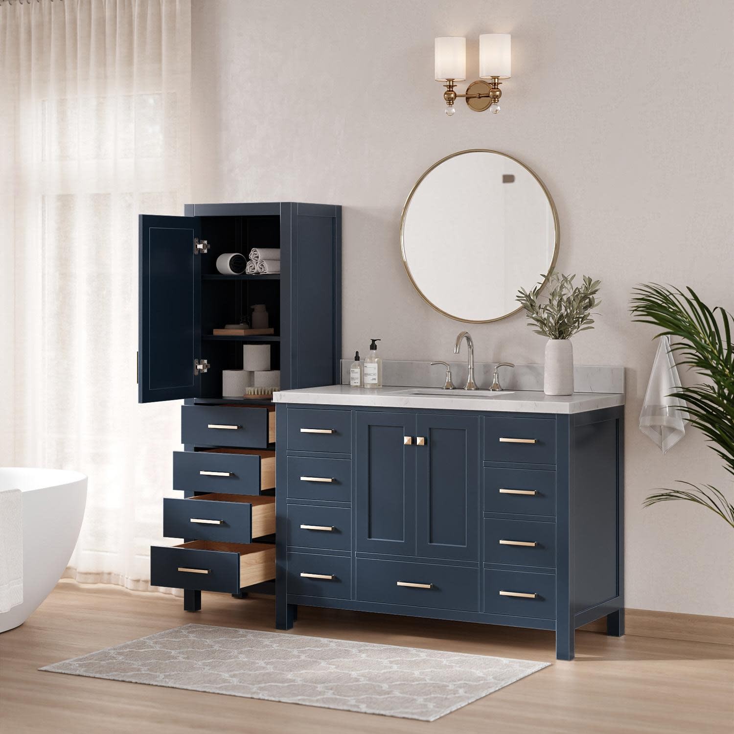 Ariel A048SCQRVO-LC Cambridge 68″ – Grey / Carrara White Quartz Top / Brushed