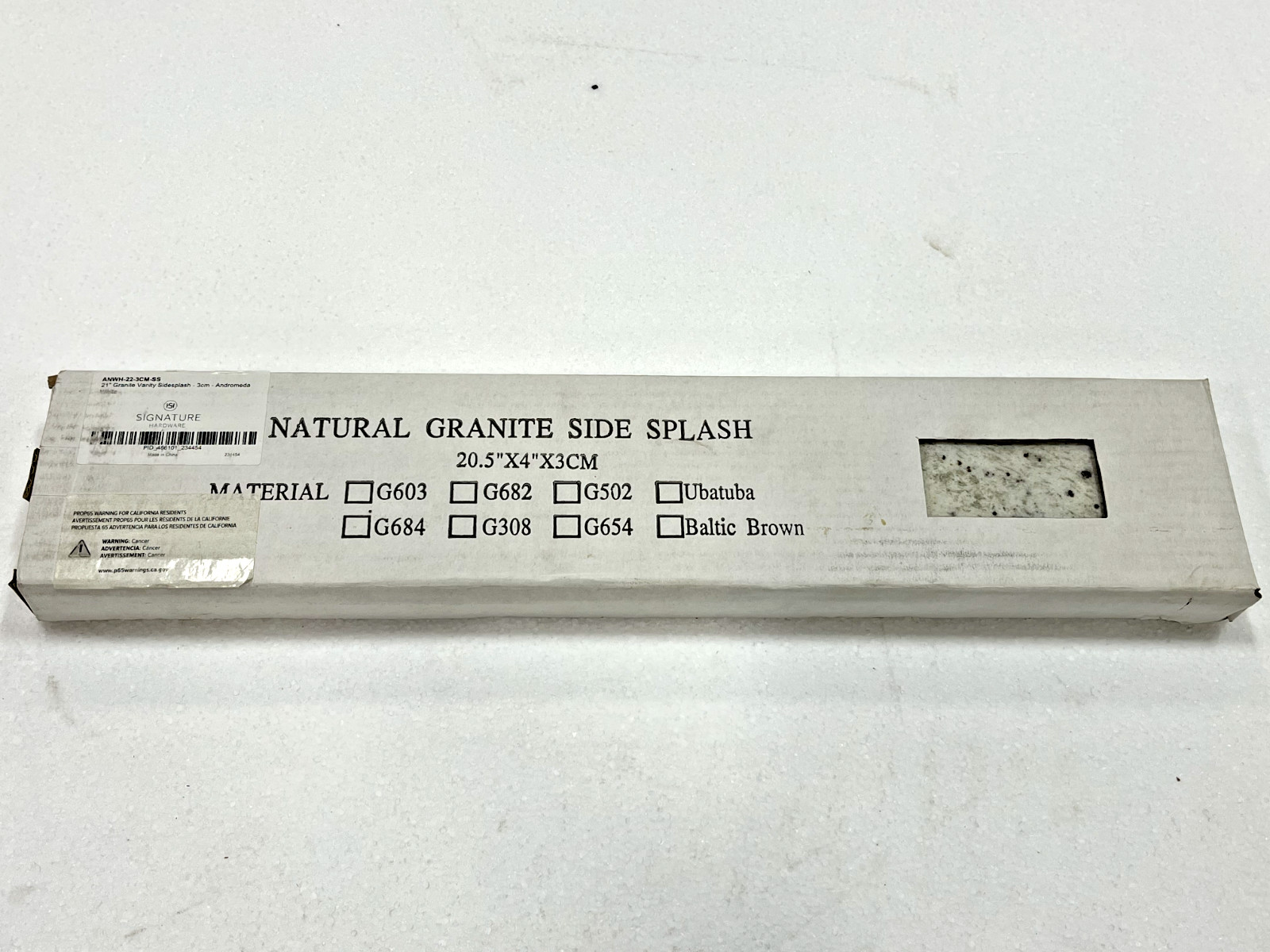 Signature ANWH-22-3CM-SS 21″ Granite Vanity Side Splash NIB P34
